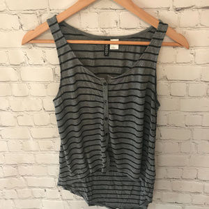 Divided Striped Hi Lo Tank Top Shirt